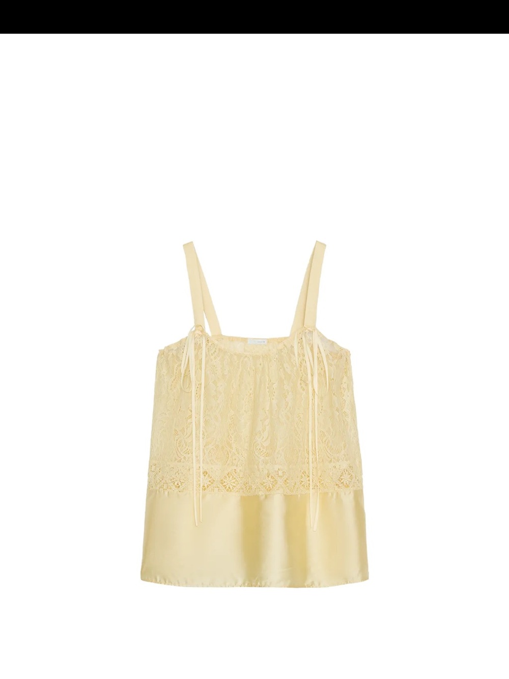 Zara Lace & Satin Chemise in Pale Yellow